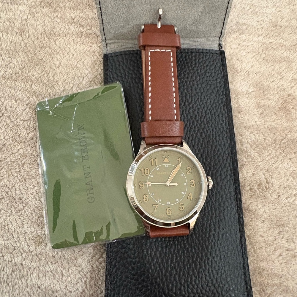 Grant Brown Brown Leather Strap Watch